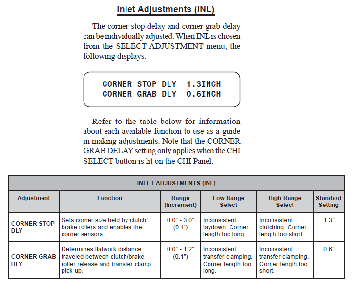Inlet Adjustment